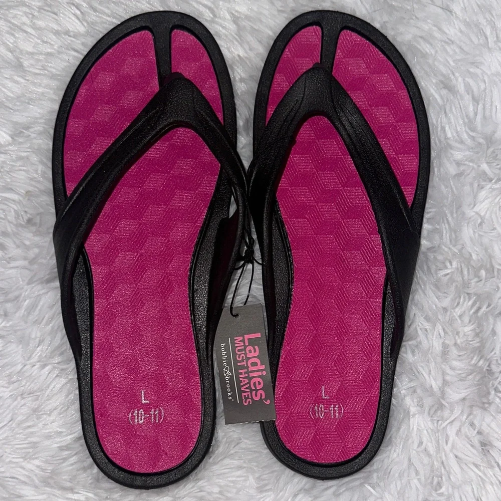 Black and Pink Flip Flops